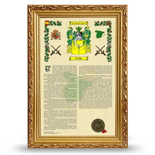 Escoba Armorial History Framed - Gold