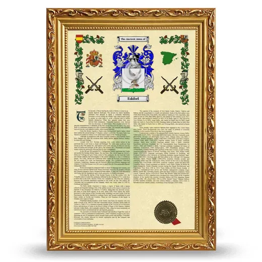 Eskibel Armorial History Framed - Gold
