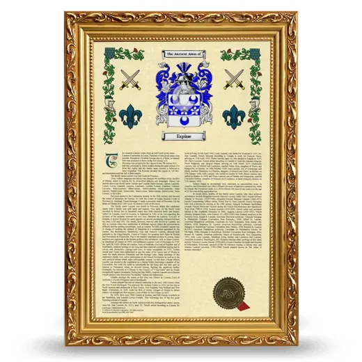 Espine Armorial History Framed - Gold