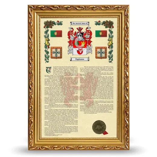 Espinoza Armorial History Framed - Gold