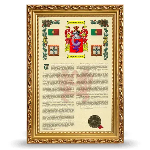 Espirito'santo Armorial History Framed - Gold