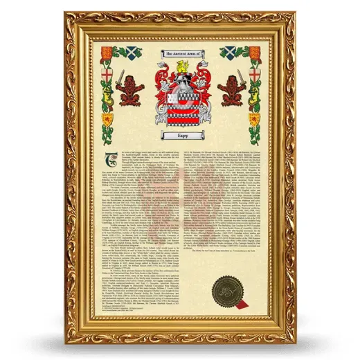 Espy Armorial History Framed - Gold
