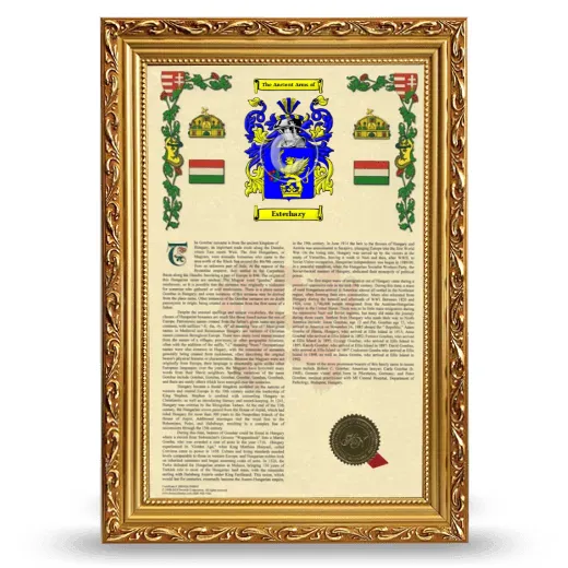 Esterhazy Armorial History Framed - Gold