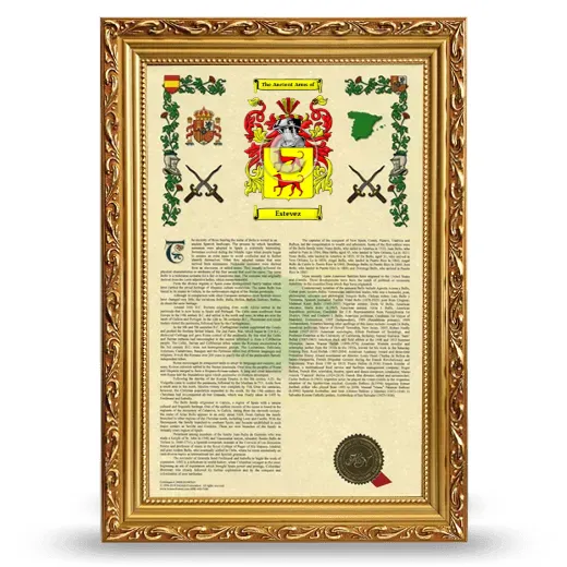 Estevez Armorial History Framed - Gold