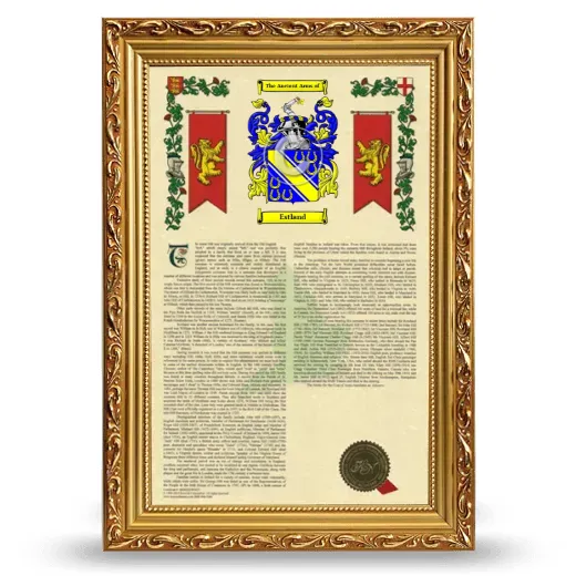 Estland Armorial History Framed - Gold