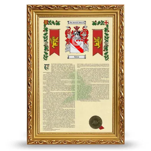 Estor Armorial History Framed - Gold