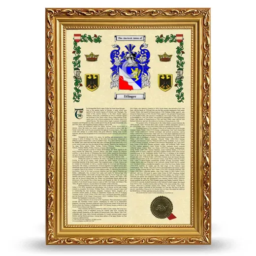 Etlinger Armorial History Framed - Gold