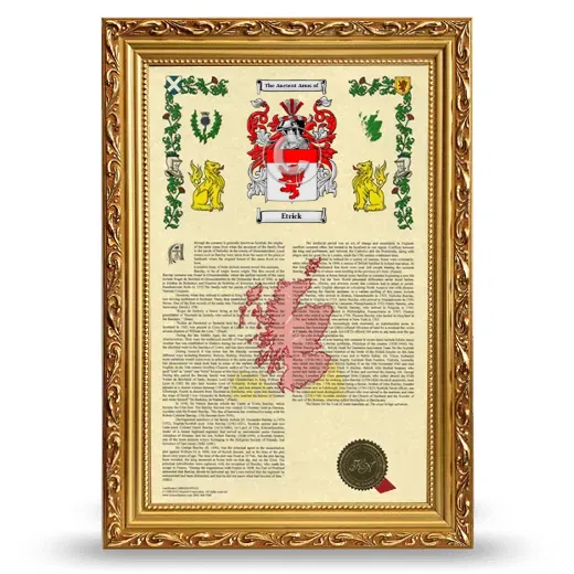 Etrick Armorial History Framed - Gold