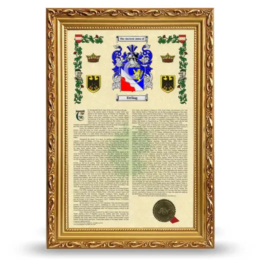 Ettling Armorial History Framed - Gold