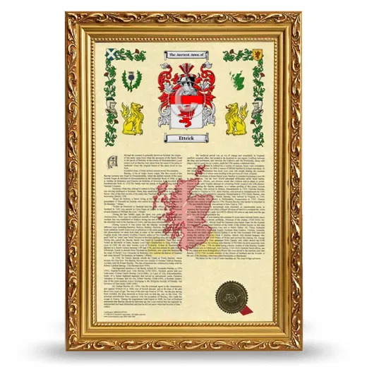 Ettrick Armorial History Framed - Gold