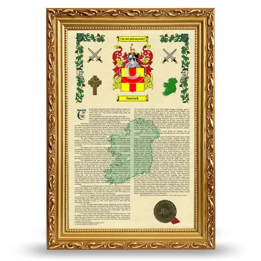 Eustack Armorial History Framed - Gold