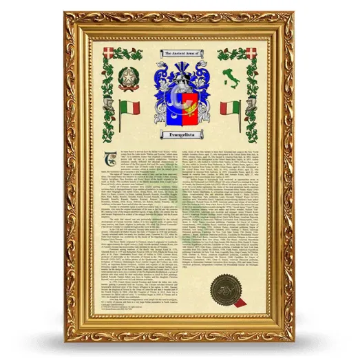 Evangelista Armorial History Framed - Gold
