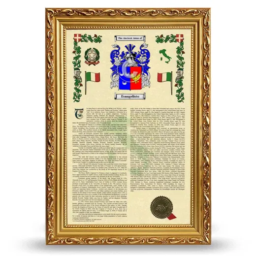 Evangelisto Armorial History Framed - Gold