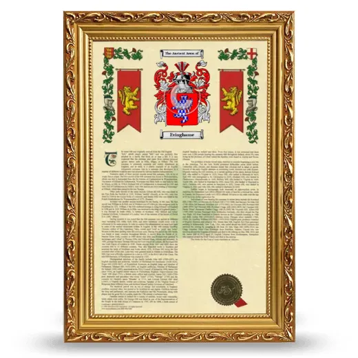 Evinghame Armorial History Framed - Gold