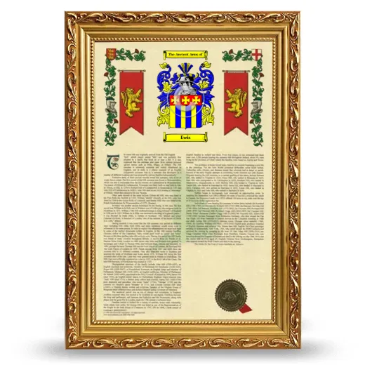 Ewis Armorial History Framed - Gold