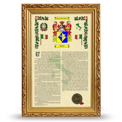 Faccio Armorial History Framed - Gold