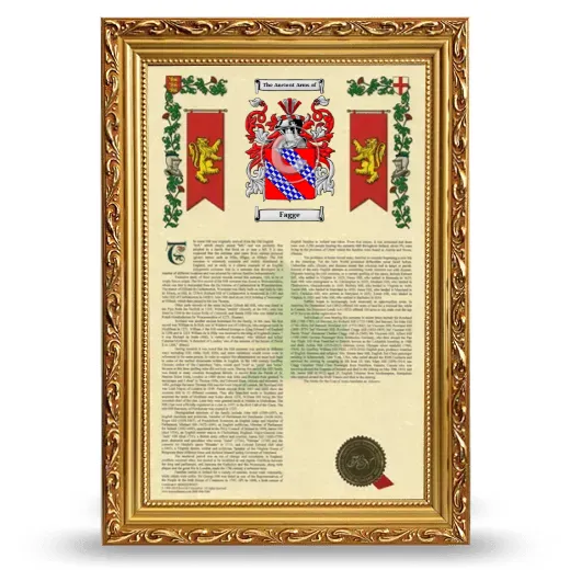 Fagge Armorial History Framed - Gold