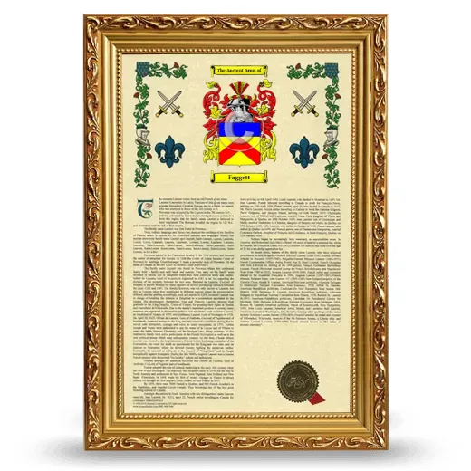 Faggett Armorial History Framed - Gold