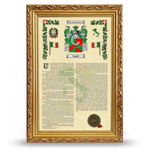 Fagioli Armorial History Framed - Gold