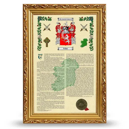 Falan Armorial History Framed - Gold