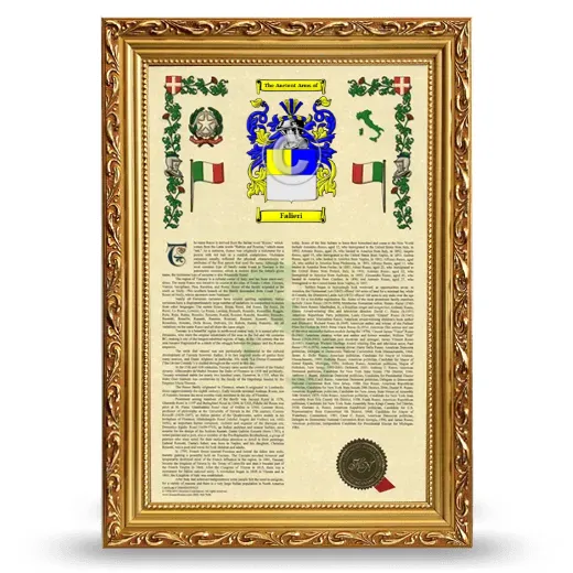 Falieri Armorial History Framed - Gold