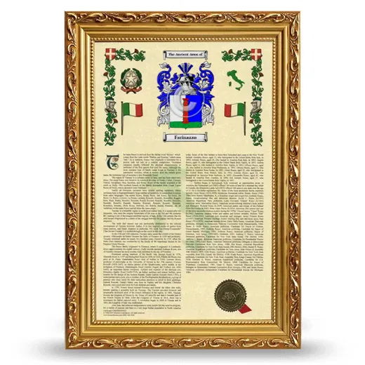 Farinazzo Armorial History Framed - Gold