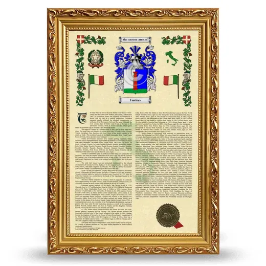 Farino Armorial History Framed - Gold