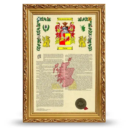 Farne Armorial History Framed - Gold