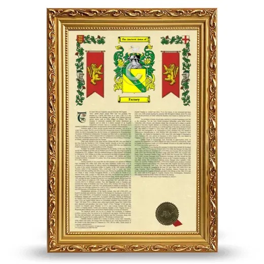 Farney Armorial History Framed - Gold