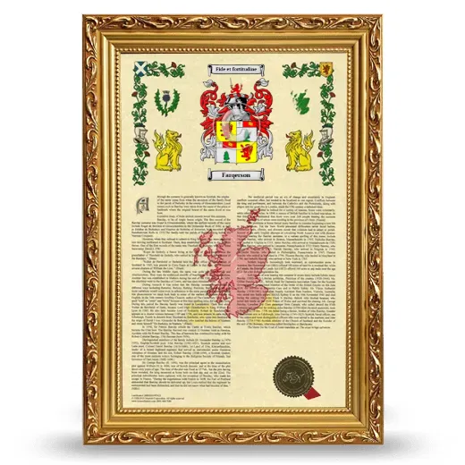 Farqerson Armorial History Framed - Gold