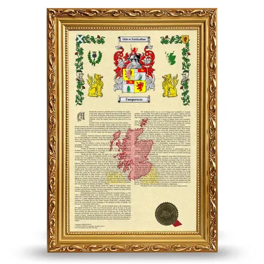 Farqueson Armorial History Framed - Gold