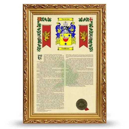 Faulkener Armorial History Framed - Gold