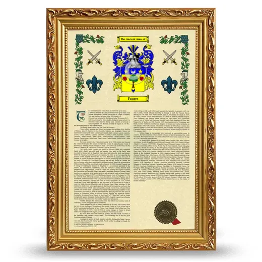 Fauret Armorial History Framed - Gold