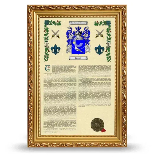 Favret Armorial History Framed - Gold