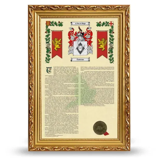 Fawcus Armorial History Framed - Gold