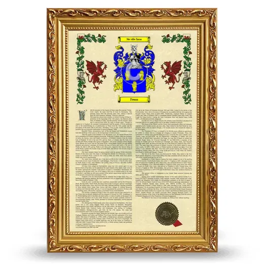 Fean Armorial History Framed - Gold