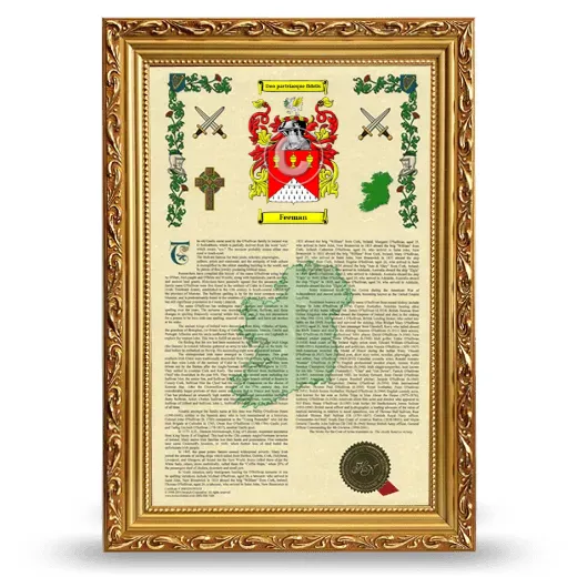 Feeman Armorial History Framed - Gold