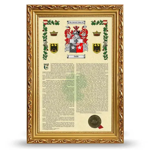 Feldt Armorial History Framed - Gold