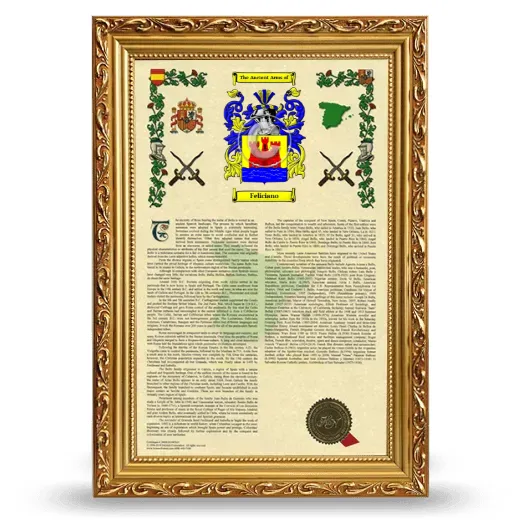 Feliciano Armorial History Framed - Gold