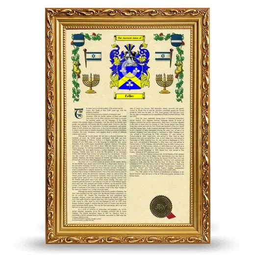 Feller Armorial History Framed - Gold