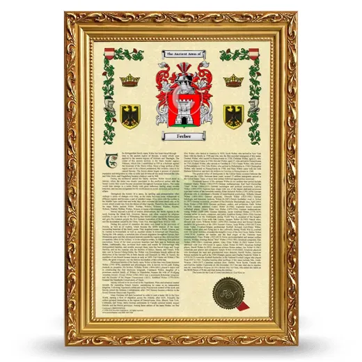 Ferber Armorial History Framed - Gold