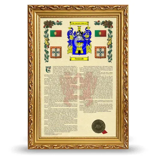 Fernande Armorial History Framed - Gold