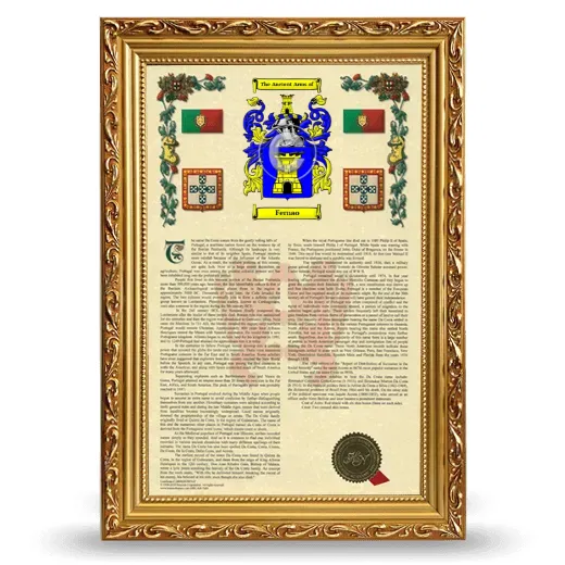 Fernao Armorial History Framed - Gold