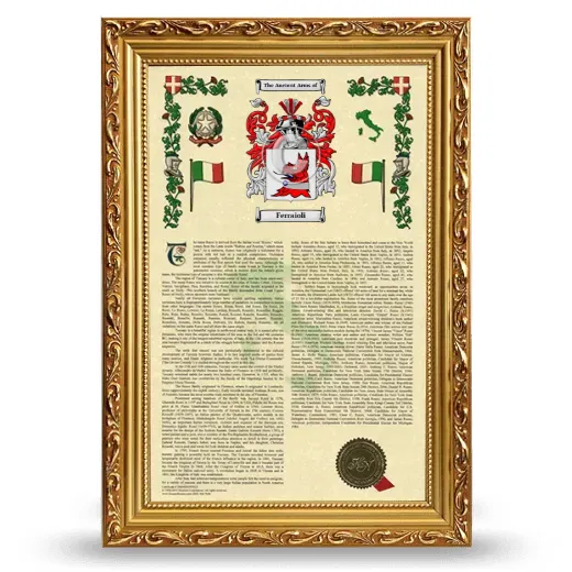 Ferraioli Armorial History Framed - Gold
