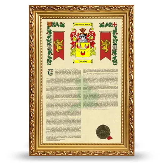 Ferriday Armorial History Framed - Gold