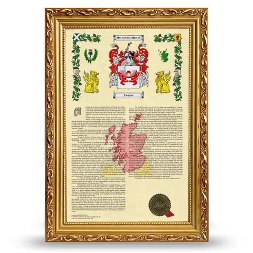 Ferrie Armorial History Framed - Gold