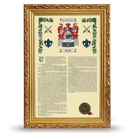 Ferront Armorial History Framed - Gold