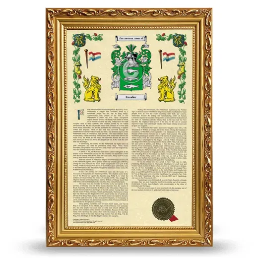 Fessler Armorial History Framed - Gold