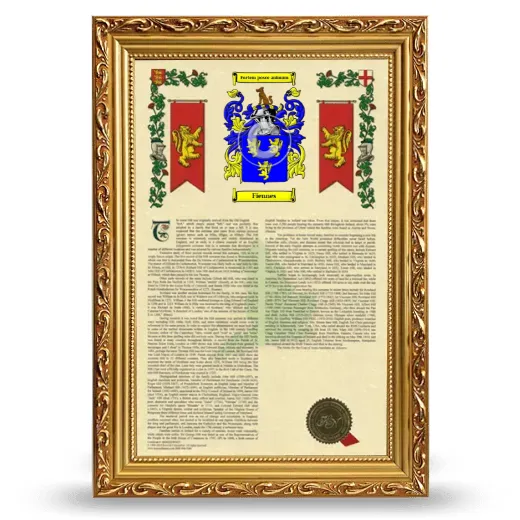 Fiennes Armorial History Framed - Gold