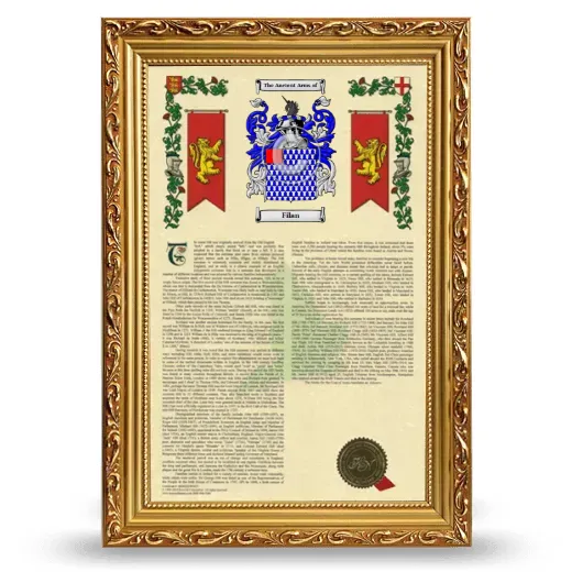 Filan Armorial History Framed - Gold